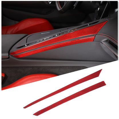 Red Soft Carbon Fiber Interior Decor Trim Kit Cover Set For Corvette C8 20-25 122