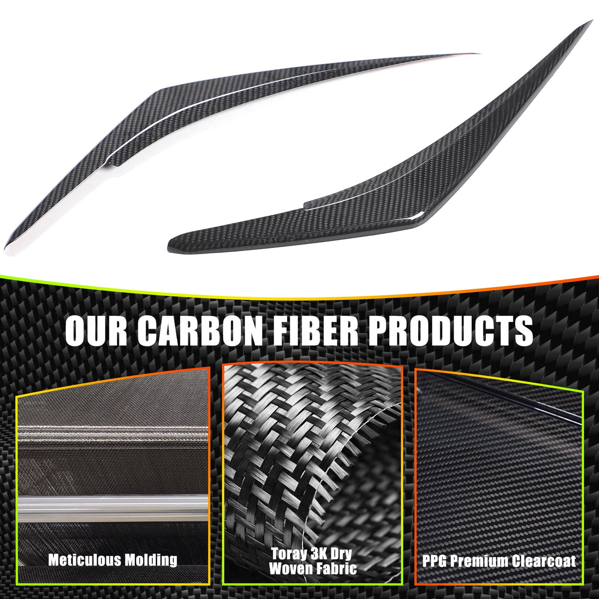 Real Carbon Fiber Front Headlight Eyebrow Trim For Subaru WRX/Levorg 2022-2023 4
