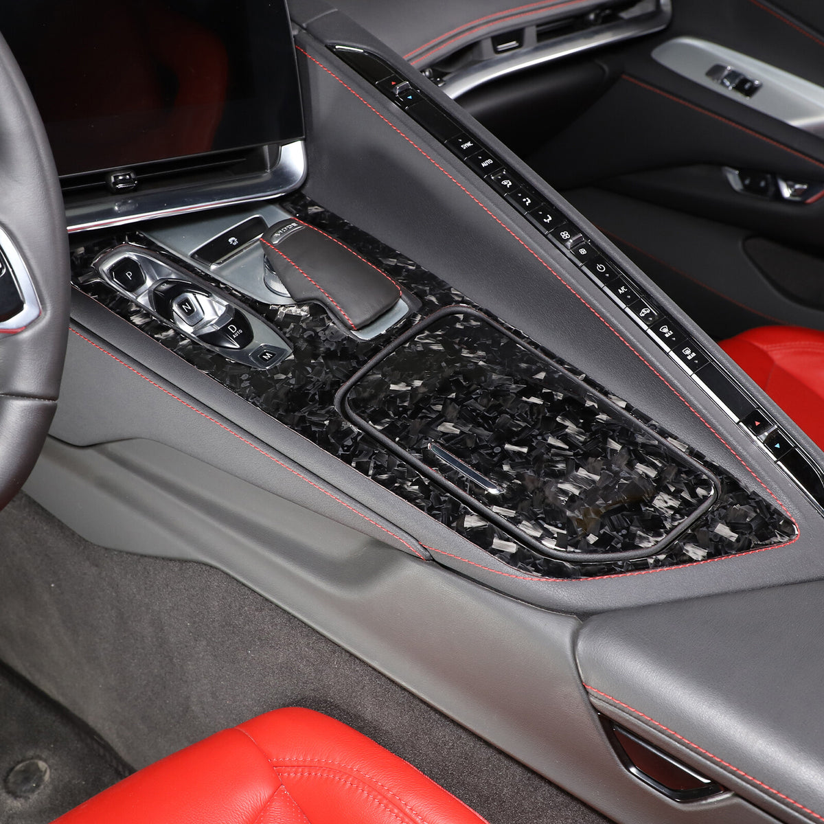 Forged Carbon Fiber Console Storage Panel Sticker Trim For Corvette C8 2020-25 1
