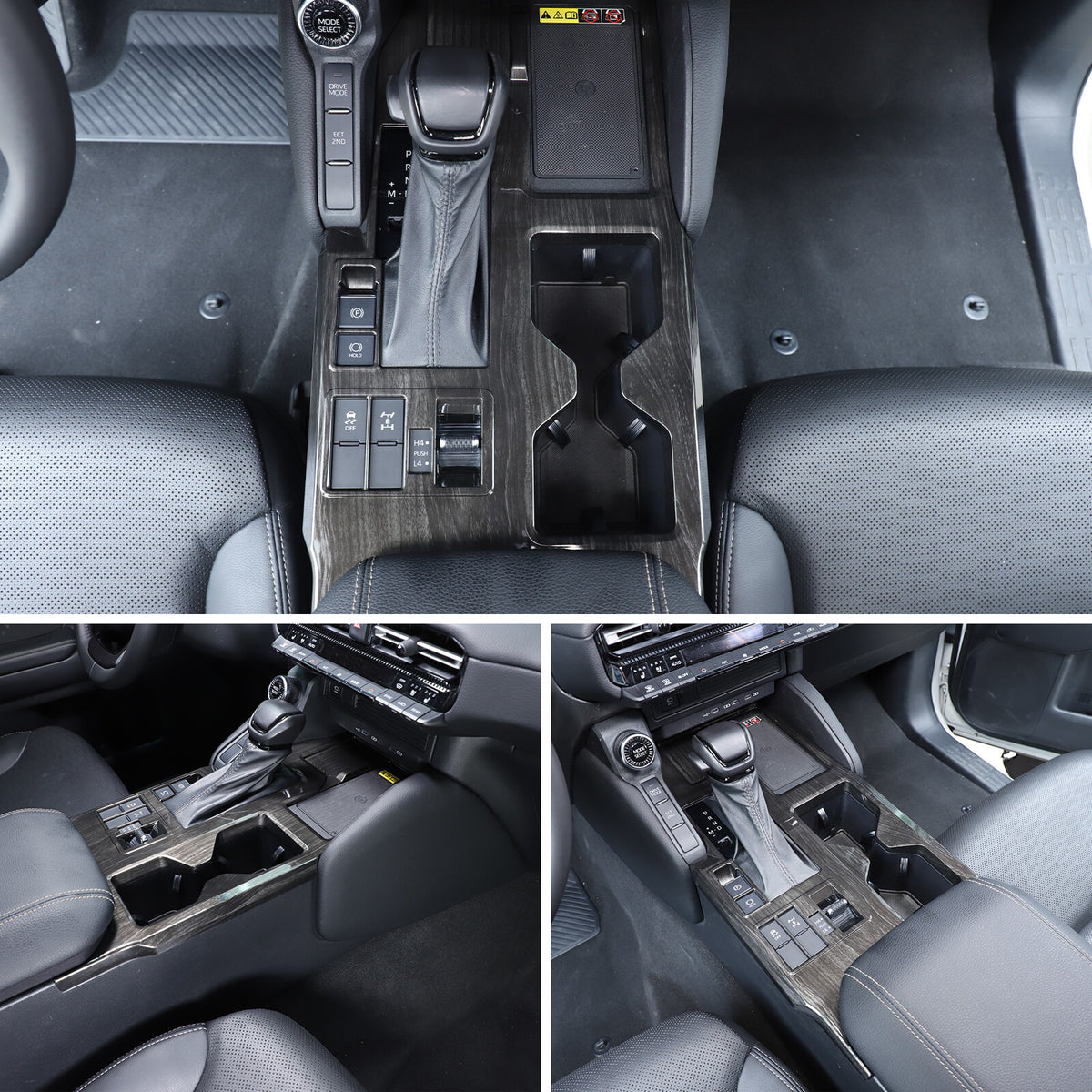 Black Wood Grain Center Console Gear Shift Panel Trim for Toyota Prado LC250 24+ 6