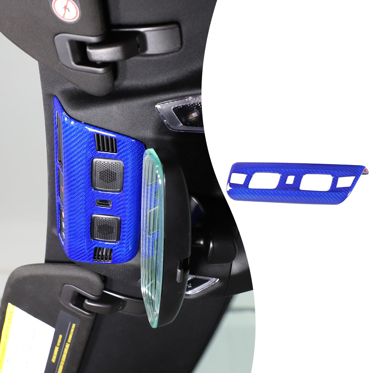 Blue Real Carbon Fiber Roof Reading Light Trim For Corvette C8 2020+ 20