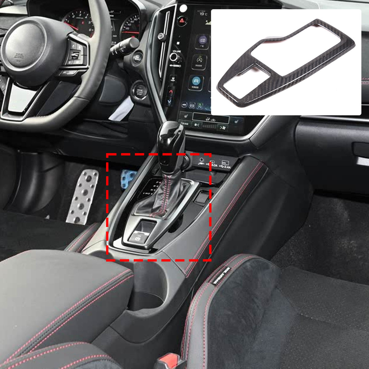 Real Carbon Fiber Gear Shift Base Trim Cover For Subaru WRX VB AT 2022+ 12