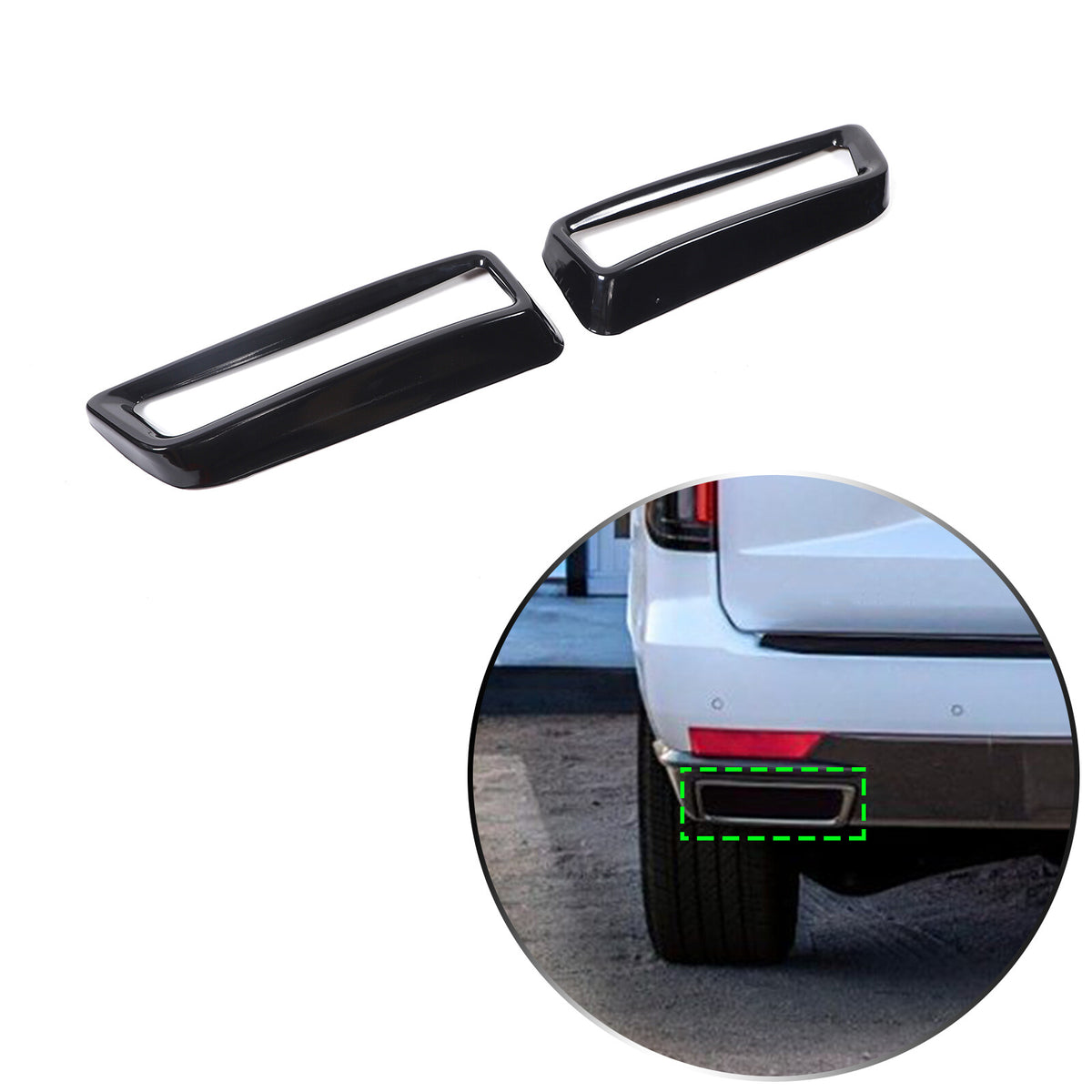 Glossy Black Rear Exhaust Tail Pipe Cover Trim For Cadillac Escalade 2021-2024 2