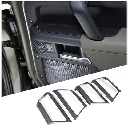 Matte Real Carbon Fiber Interior Door Handle Cover Trim For LR Defender 110 20+ 3