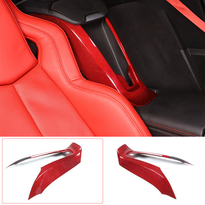 Red Real Carbon Fiber Waterfall Console Wireless Charger Trim For Corvette C8 US 11
