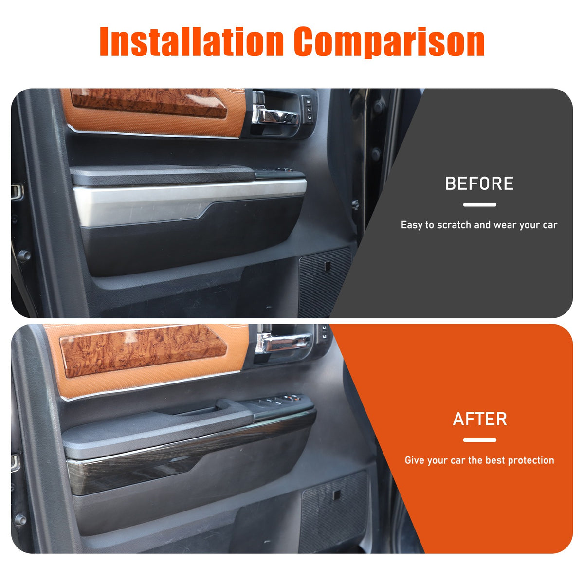Black Wood Grain ABS Door Armrest Lower Trim For Toyota Tundra 2014‑2020 21