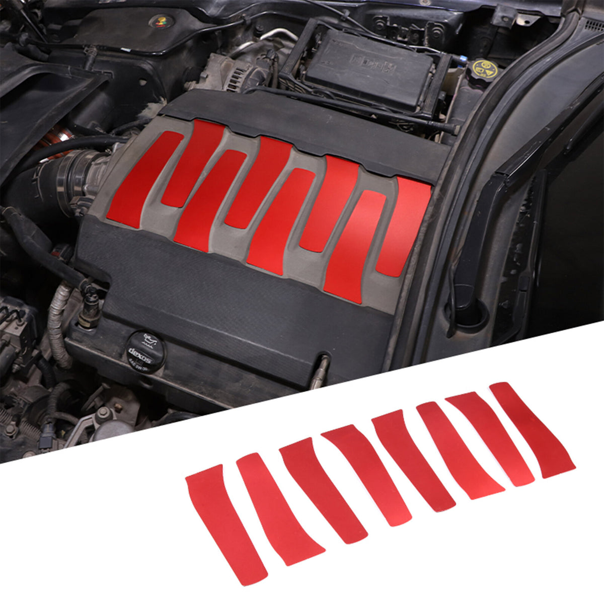 8Pcs Red Interior Alloy Engine Panel Covers Plate Fit for Corvette C7 2014-19 US 2