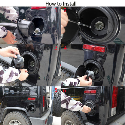 Locking Fuel Door Black Gas Tank Cap Cover Lock Key For Hummer H2 2003-2009 25