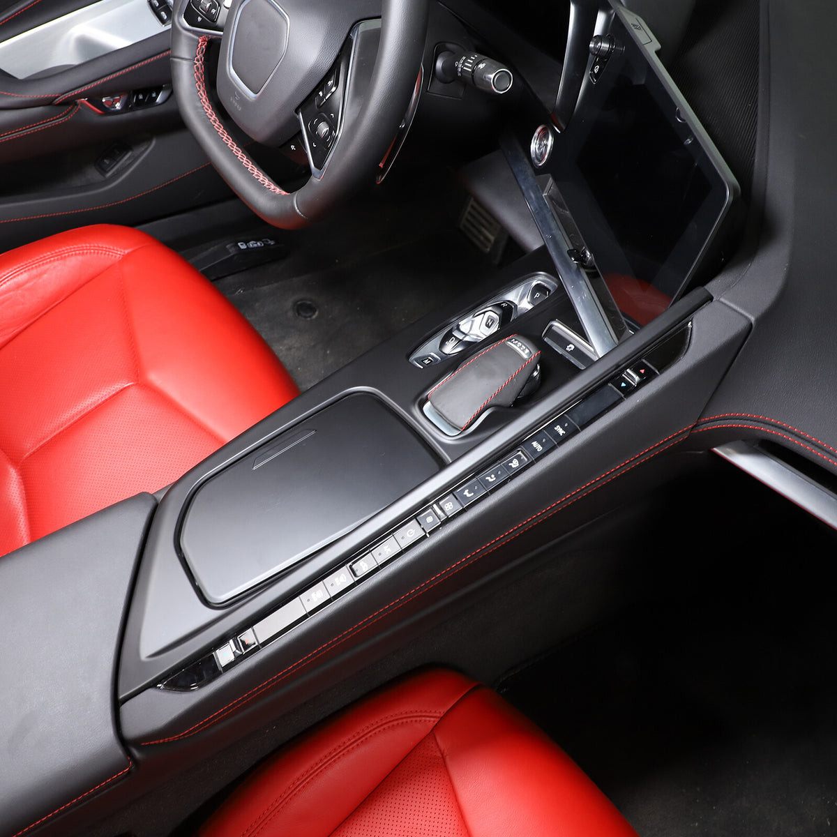 Matte Black ABS Full Interior Set Cover Trim Kit For Corvette C8 2020-25 - Styles 6-10 44