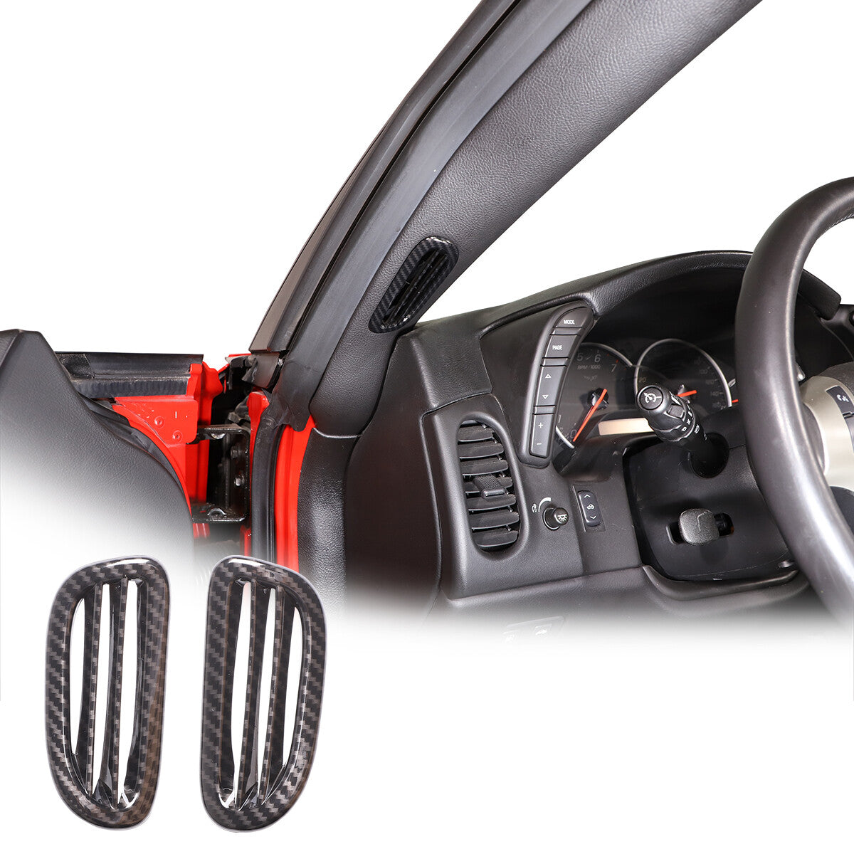 ABS Carbon Fiber Dashboard Interior Air Outlet Frame Set For Corvette C6 05-13 6