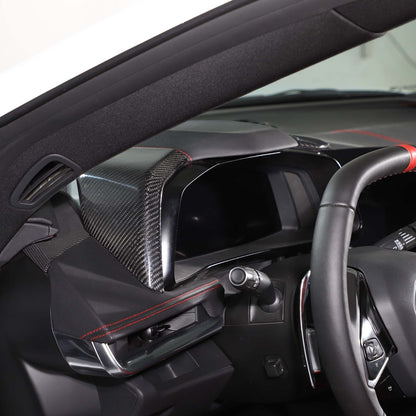 4xReal Carbon Fiber Dashboard Instrument Upper Panel Cover For C8 Corvette 20-25 8