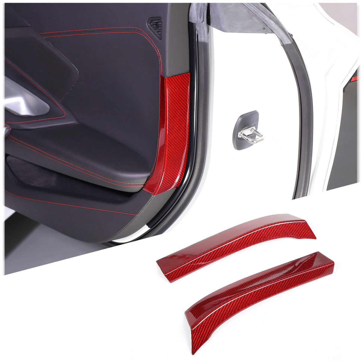 Red Real Carbon Fiber Full Interior Set Decor Trim Kit for Corvette C8 20-25 - Styles 41-45 54