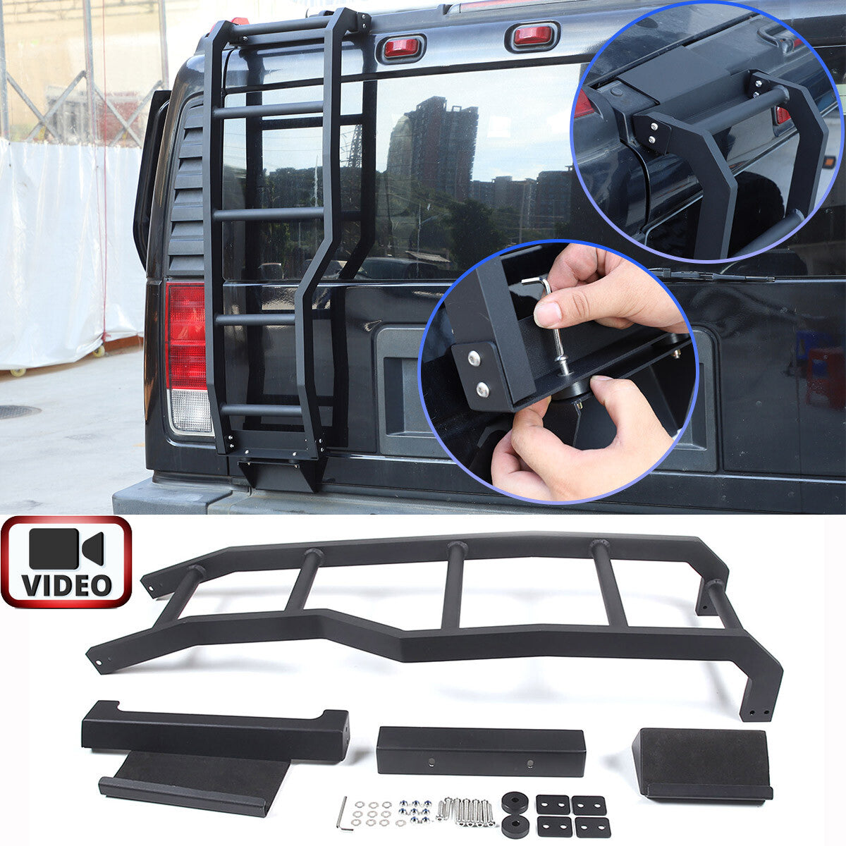 Back Rear Roof Climbing Ladder Tailgate Driver Side Rack For Hummer H2 2003-2009 1