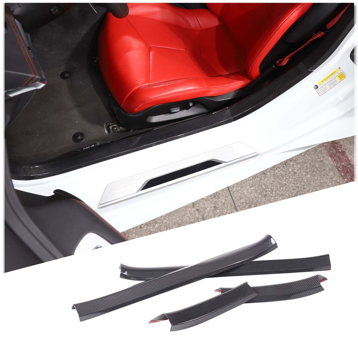 Real Carbon Fiber Interior Door Sill Trim Cover For Corvette C8 Z51 2020-2026 5
