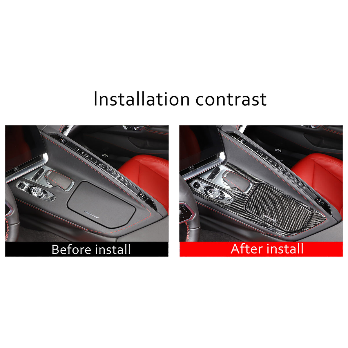 Real Carbon Fiber Center Console Trim Cover Sticker Set For Corvette C8 20-25 US 5