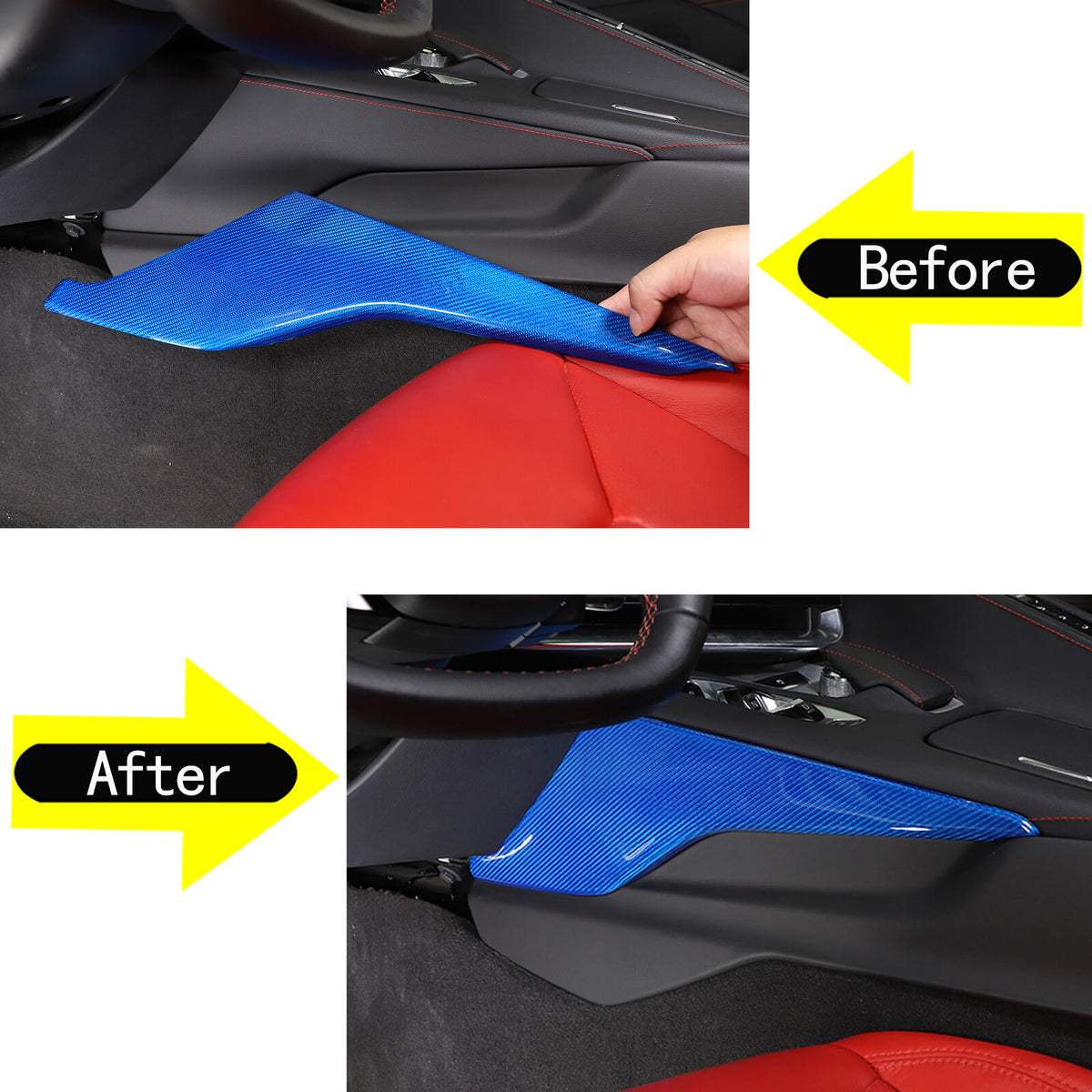 Blue Real Carbon Fiber Full Interior Set Decor Trim Kit for Corvette C8 20-25 - Variants 1-5 26
