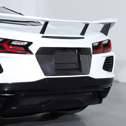 REAL CARBON FIBER Rear license plate Trim Cover For Corvette C8 Stingray Z51 2