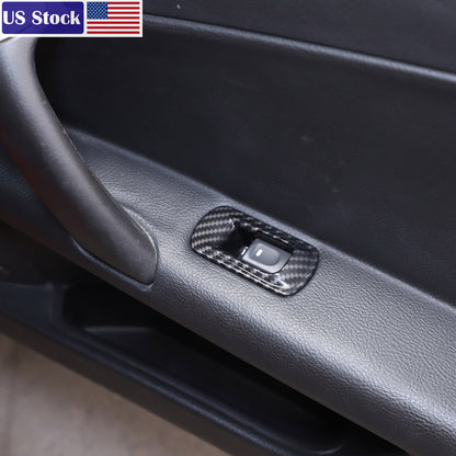 Carbon Fiber ABS Door Window Lift Button Trim Frame Set For Corvette C6 05-13 US 9