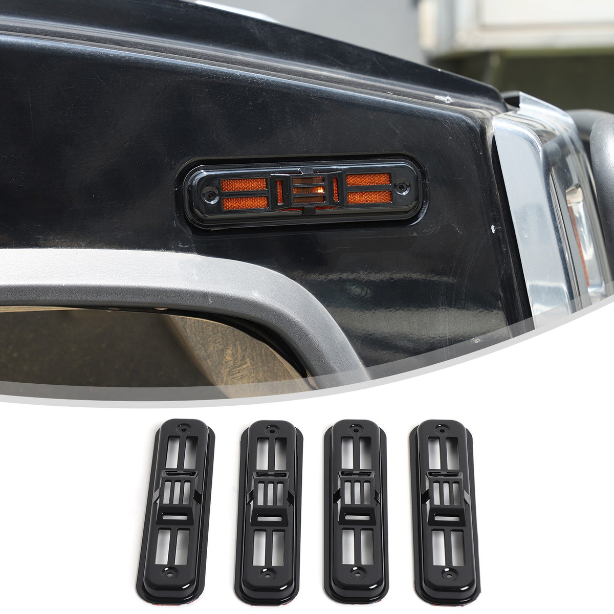 Glossy Piano Black Front Bumper Exterior Trim Cover Set For Hummer H2 2003-2009 - Styles 1-5 3