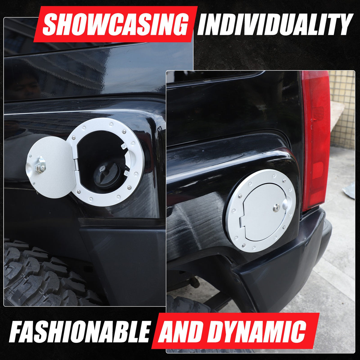 Silver Gas Cap Cover Fuel Filler Door Locking Anti-theft For Hummer H3 05-09 US 10