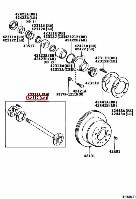Toyota OEM Shaft Shaft Rear Axle Left 42302-60901 for Lexus Land Cruiser 3