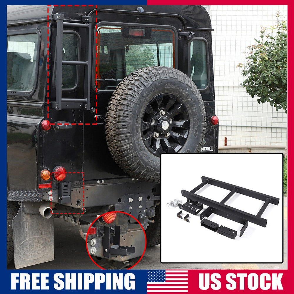 Black Alloy Back Tail Door Roof Ladder Climb For LR Defender 90 110 130 04-18 US 1
