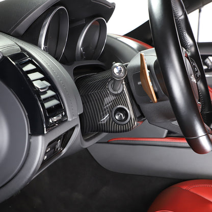 ABS Carbon fiber Steering Wheel Base Trim Cover For Jaguar F-TYPE 2013-2024 3