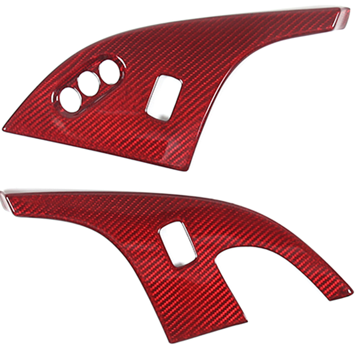 Red Real Carbon Fiber Interior Door Lock Panel Trim For Corvette C6 2005-2013 13