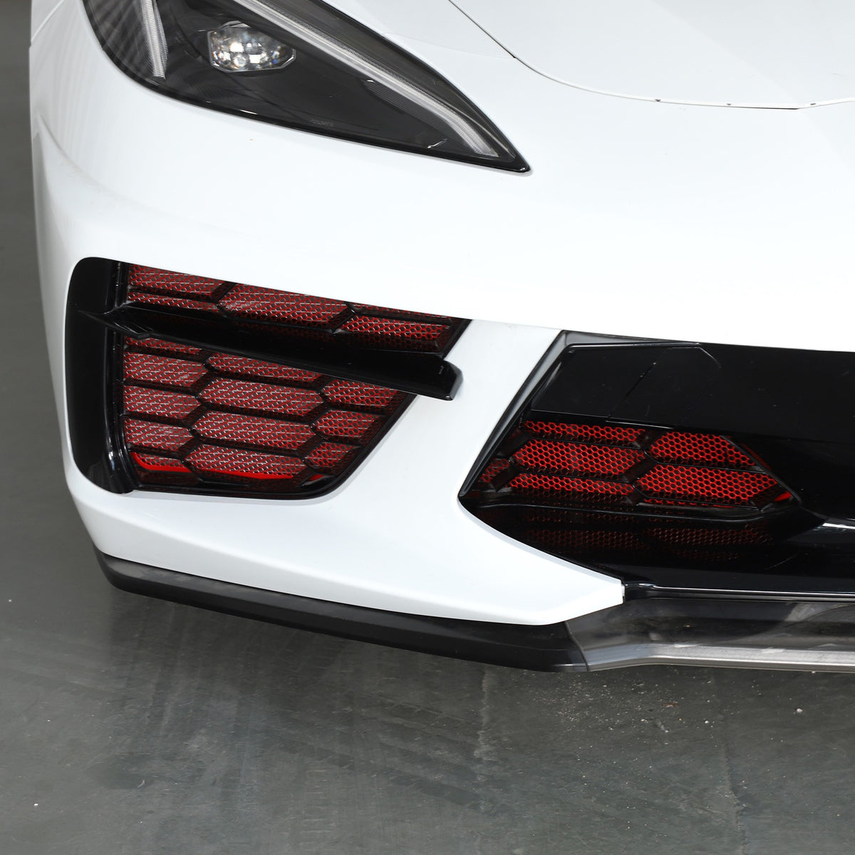 Red Steel Front Bumper Grille Mesh Screen Insect Guard For Corvette C8 2020 21