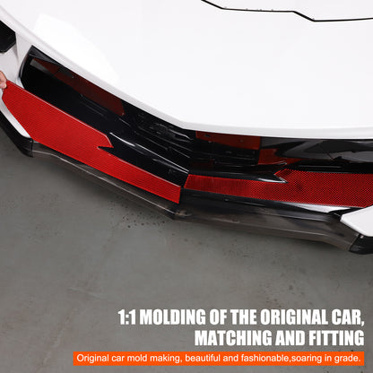 Red Carbon Fiber Car Exterior Front Lip Cover Trim Sticker For Corvette C8 20-25 10
