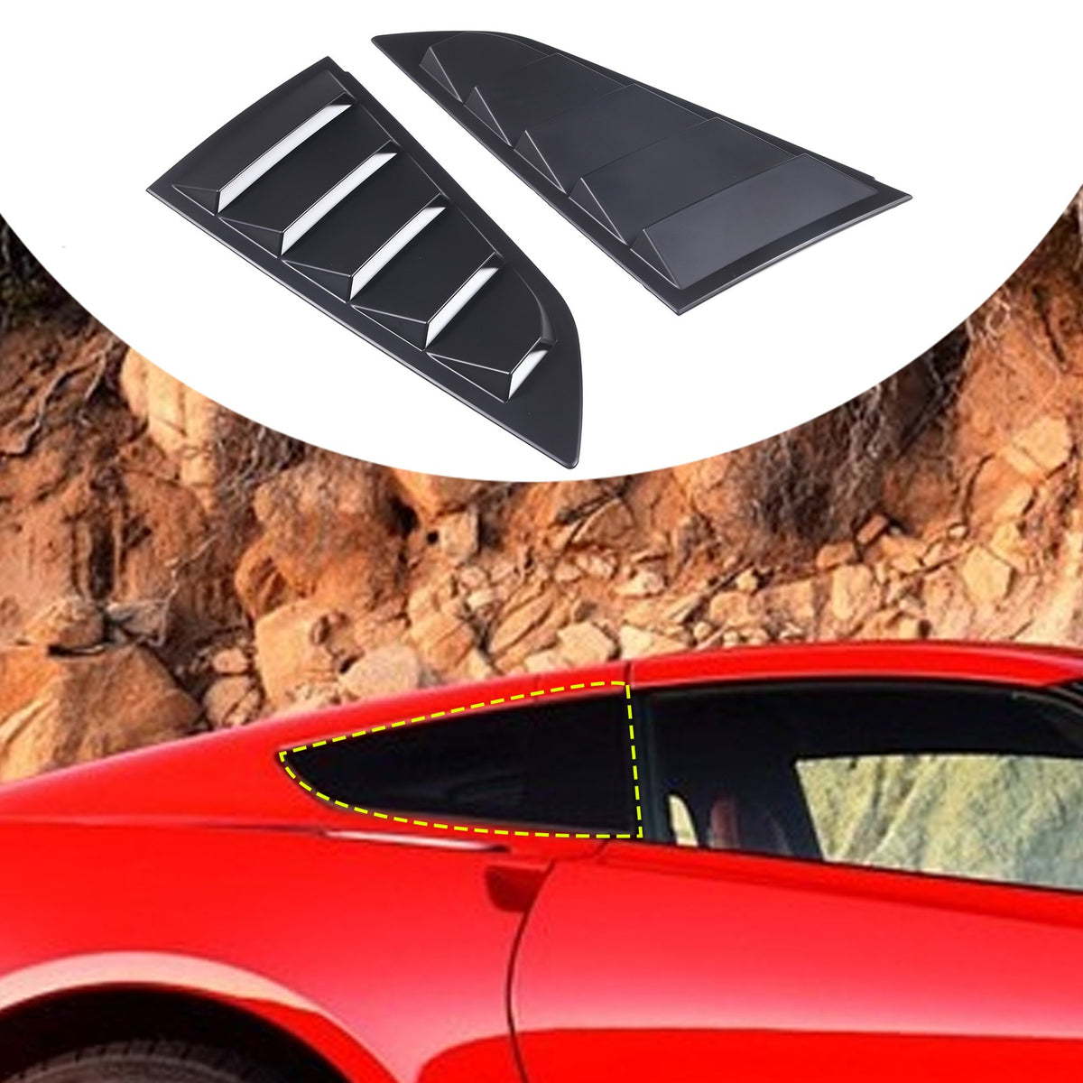 ABS Matte Black Rear Side Window Louver Shutter Trim For Corvette C7 2014-2019 10