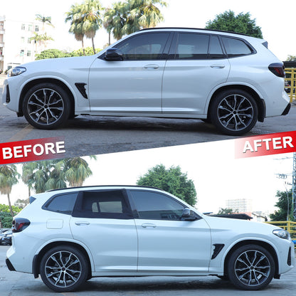 Black ABS Rear Door Window SunShade Cover For BMW X3 G01 2018-2024 3