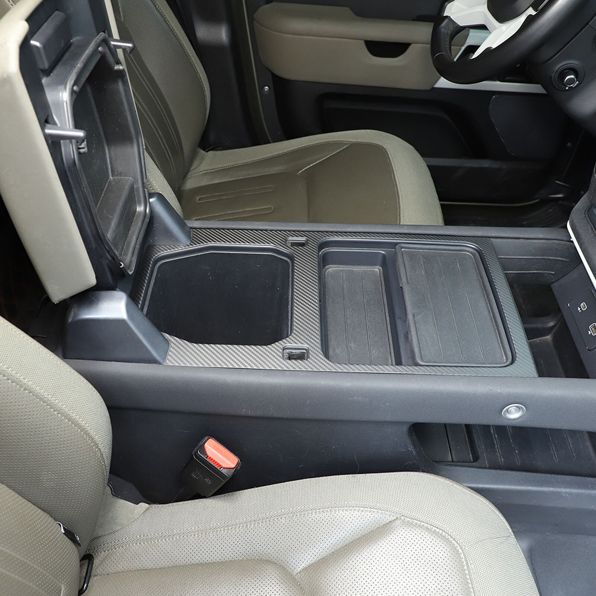 Matte Real Carbon Fiber Cup Holder Panel Trim Cover For Defender 110 90 2020-23 6