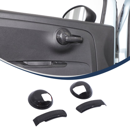 Real Carbon Fiber Interior Door Handle Trim For Fiat 500 Abarth 595 695 2010+ 2