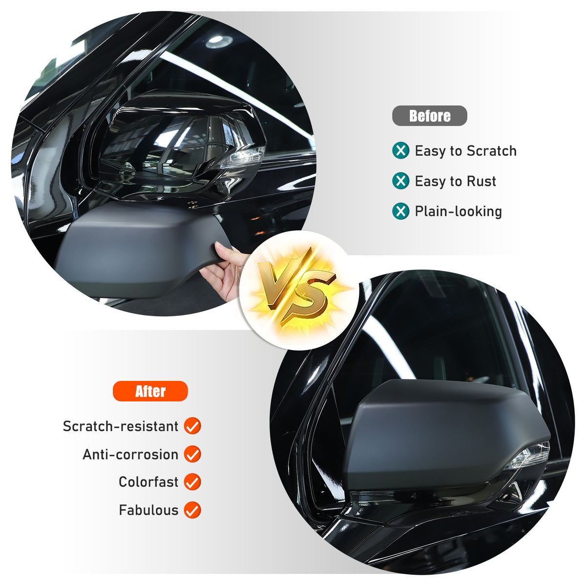 Matte Black Side Rearview Mirror Cover Caps For Cadillac Escalade 2021-2023 US 17