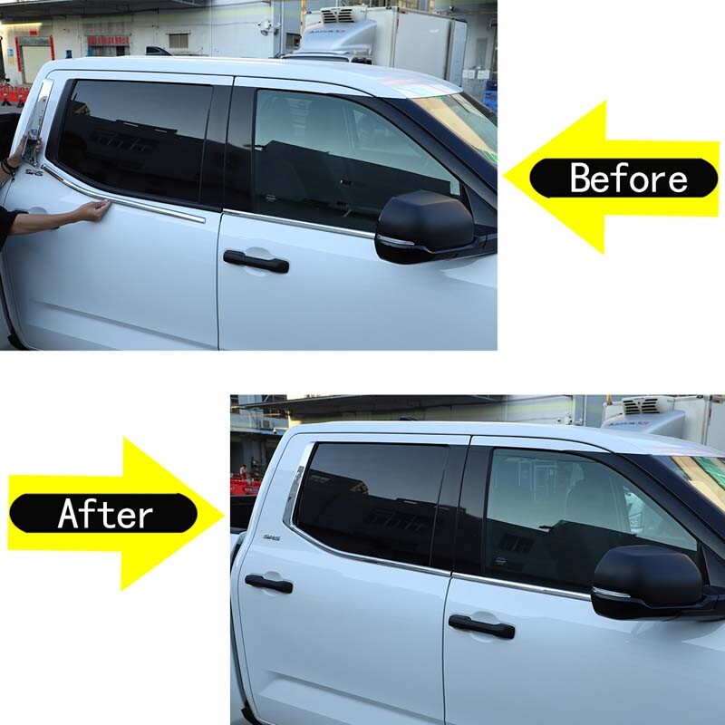 Chrome Door Window Bottom Sill Trim Strip Cover Decor For Toyota Tundra 2022-26 3