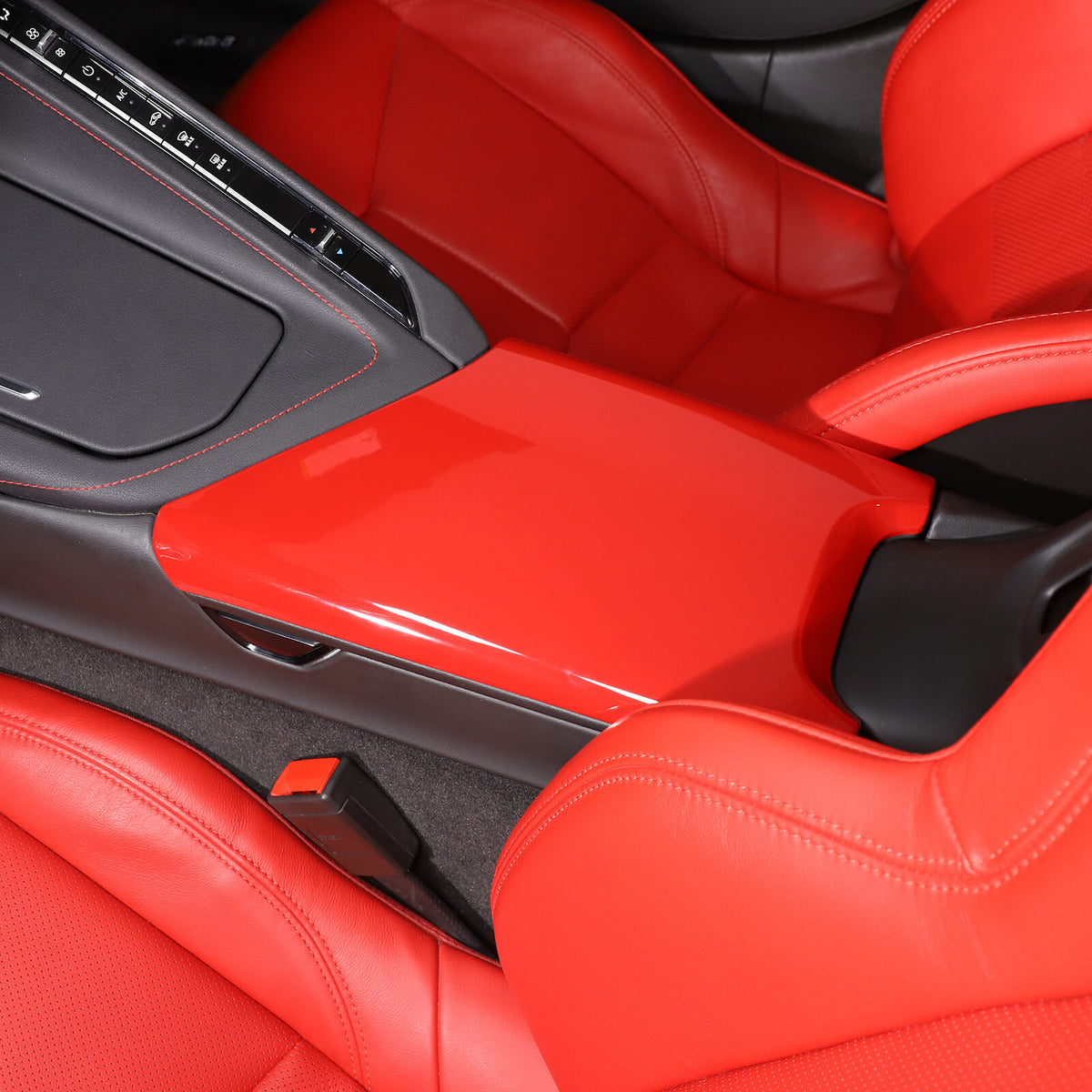 ABS Sports Red Interior Center Armrest Trim Cover For Corvette C8 2020-2026 3