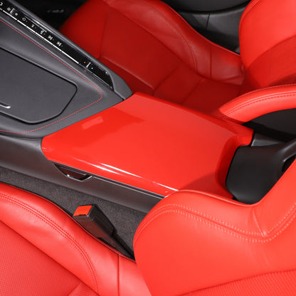ABS Sports Red Interior Center Armrest Trim Cover For Corvette C8 2020-2026 3