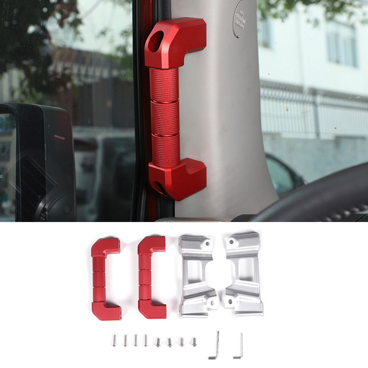 For Toyot-a FJ Cruiser 07-21 A-Pillar Grab Handle Replacement Aluminium Red 5