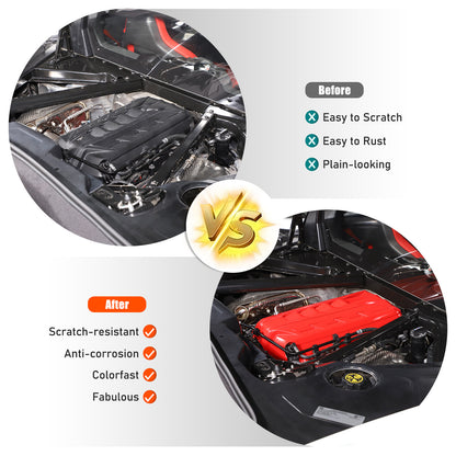 Red ABS Engine hood Compartment panel Trim Cover For Corvette C8 2020-2026 US 20