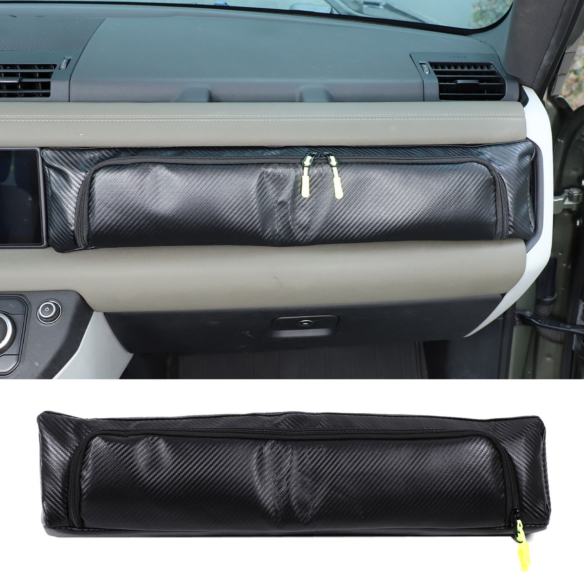 Carbon Fiber Texture Passenger Dashboard Storage Bag For LR Defender L663 2020+ 17