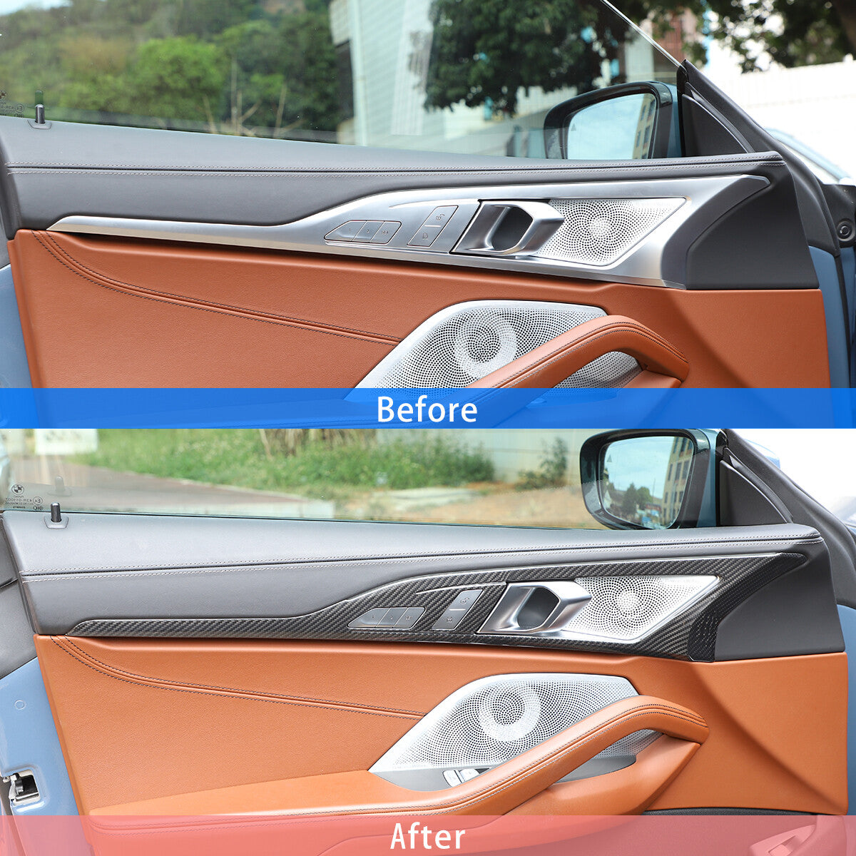 Carbon Fiber Door Handle Panel Trim Cover For BMW 8 Series 840i 850i 2019-22 6