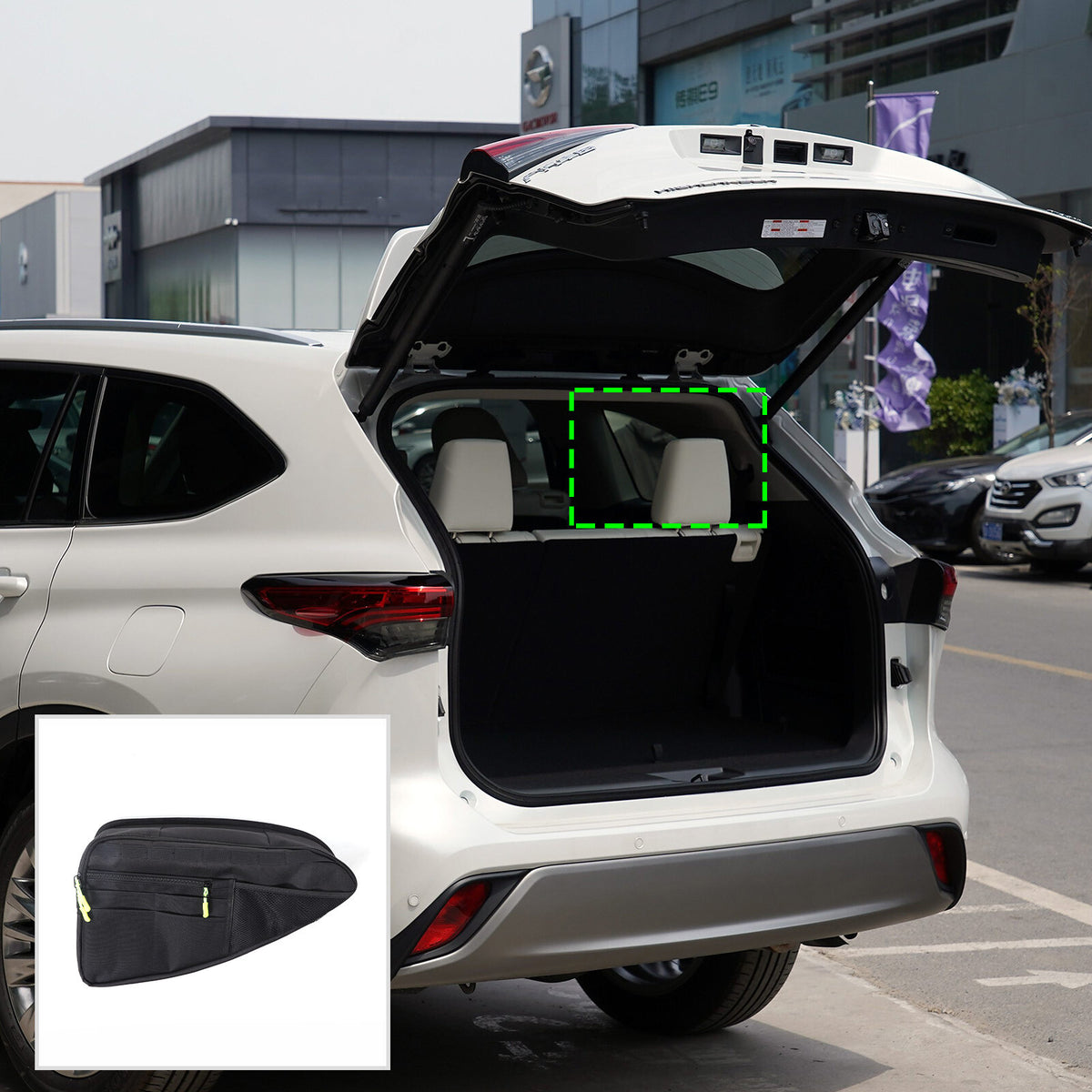 Car Trunk Right Side Window Storage Bag Tool Bag For Toyota Grand Highlander 24+ 3