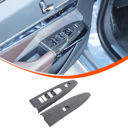 Black Grain Window Lift Switch Button Trim Frame For BMW 7 Series G70 2023-2025 3