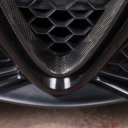 Real Carbon Fiber V-Shape Grille Cover Trim For Alfa Romeo Giulia 2017-2021 14
