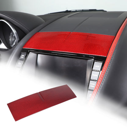 Red Carbon Fiber Console Navigation Upper Panel Cover Trim For Jaguar F-TYPE 13+ 9