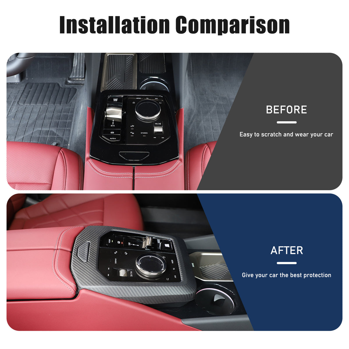 Matte Carbon Fiber Console Gear Panel Trim Cover For BMW 5 Series G60 i5 2024+ 22