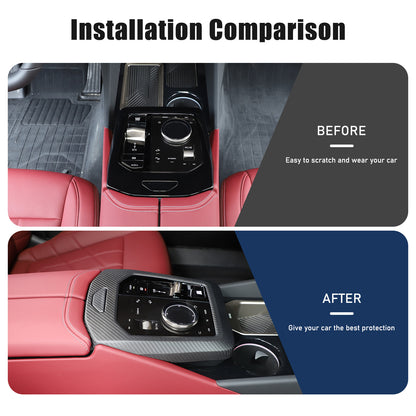 Matte Carbon Fiber Console Gear Panel Trim Cover For BMW 5 Series G60 i5 2024+ 22