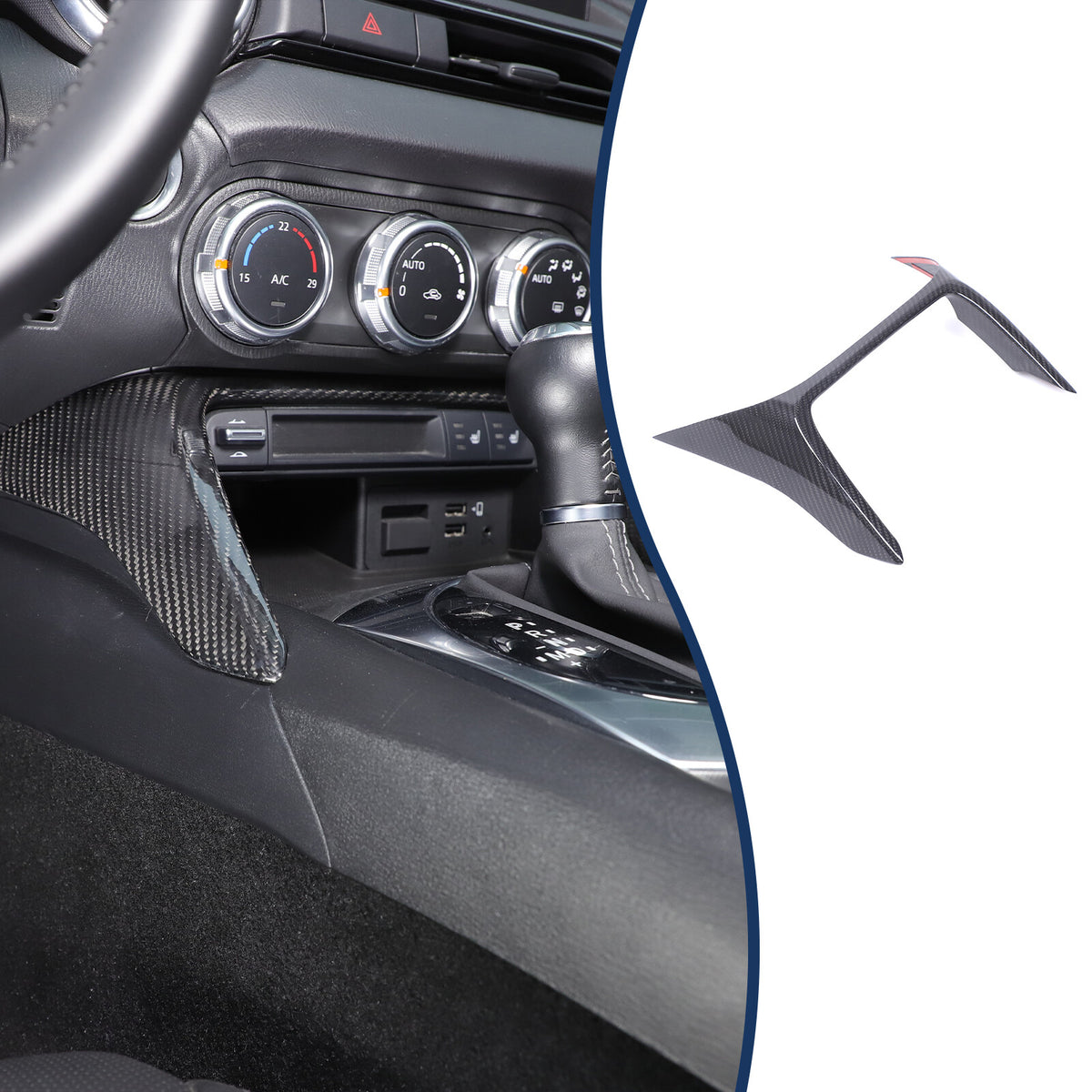 Real Carbon Fiber Front Center Console Trim Cover For Mazda MX-5 Miata 2016-2025 3