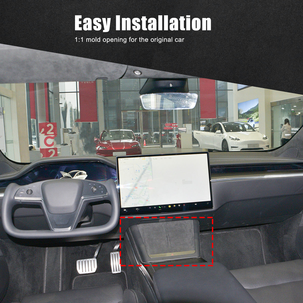 Real Carbon Fiber Console Wireless Charge Panel Frame Trim For Tesla Model S 23+ 11